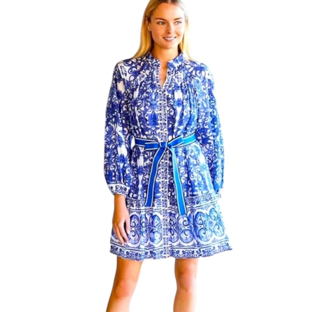 Antonio Melani Womens 12 Brynn‎ Navy Blue White Sea La Vie Dress NWT
